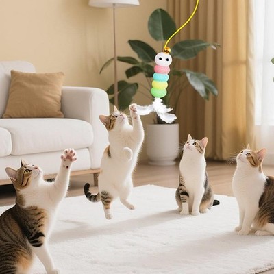 >+ KATZE TEASER STAB SPIELZEUG FEDER BAUMELSTAB HAUSTIER KÄTZCHEN SPIELEN NECKEN SPIELZEUG V0K6
