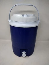 Rubbermaid Gott 2 Gal Blue Water Jug Cooler 1526 Bottom Spigot Top Swivel Spout