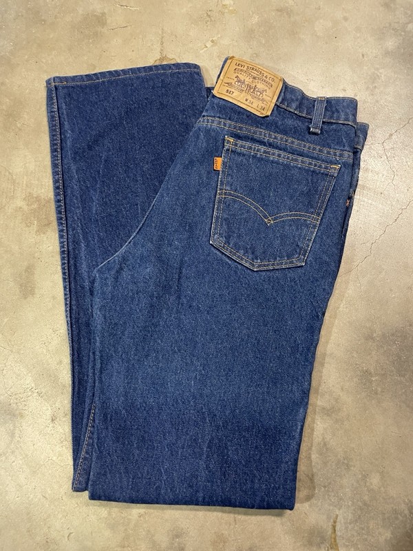 Vintage Levis Jeans Mens 34x34 Blue 517 80s Bootcut Orange Tab Made USA