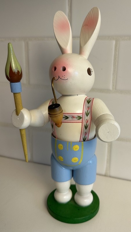 Vintage Holzkunst Christian Ulbricht Bunny 10” Rabbit Smoker West Germany Unused