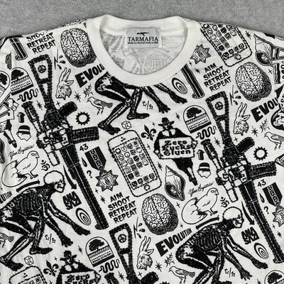 Tarmafia Skeleton Mens Shirt White Crewneck Medium Streetwear NOS BKK Graphic