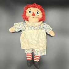 Vintage 1960s Knickerbocker Raggedy Ann Stuffed Doll with  I Love You  heart
