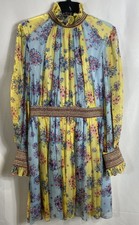 Carolina Herrera Women's NWT Floral Silk Chiffon Mock Neck Midi Dress Size 12