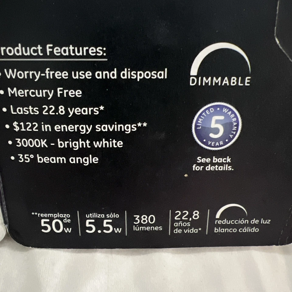 GE LED Bright White Indoor Floodlight GU10 5.5W Replaces 50W Dimmable 120V NEW - Image 4 of 4