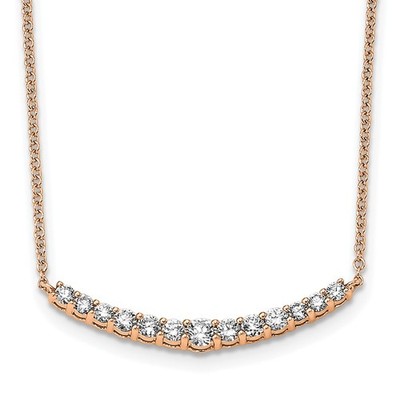 14k Rotgold 1/2 Karat im Labor gezüchteter Diamant kompletter Stab Anhänger Halskette 18''