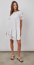 Rails Arielle White Eyelet Shift Dress- Sz XS~ BEAUTIFUL-
