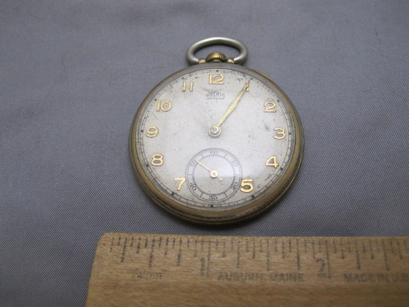 Vintage Swiss GOTHIC Jar-Proof 7  Jewel POCKET WATCH-Parts/Restore