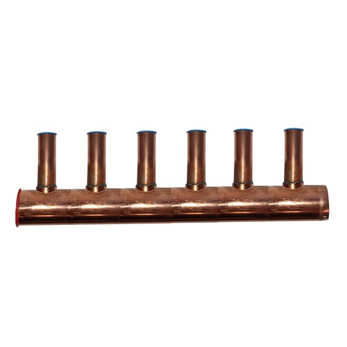 6 Loop 1" Copper Radiant Manifold w/ 1/2" Copper Fittings