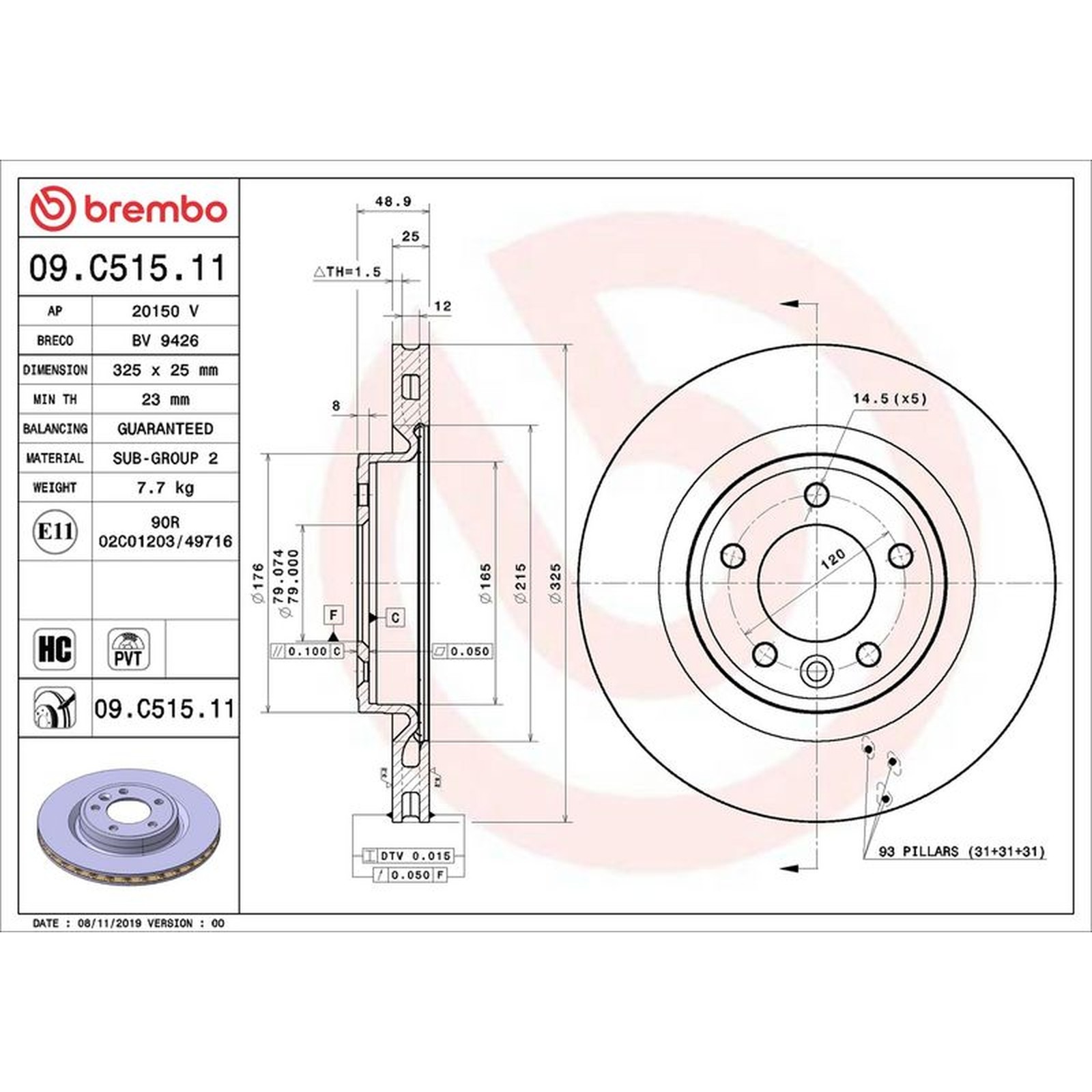 Brembo 09.C515.11 Prime Brake Disc - Image 18