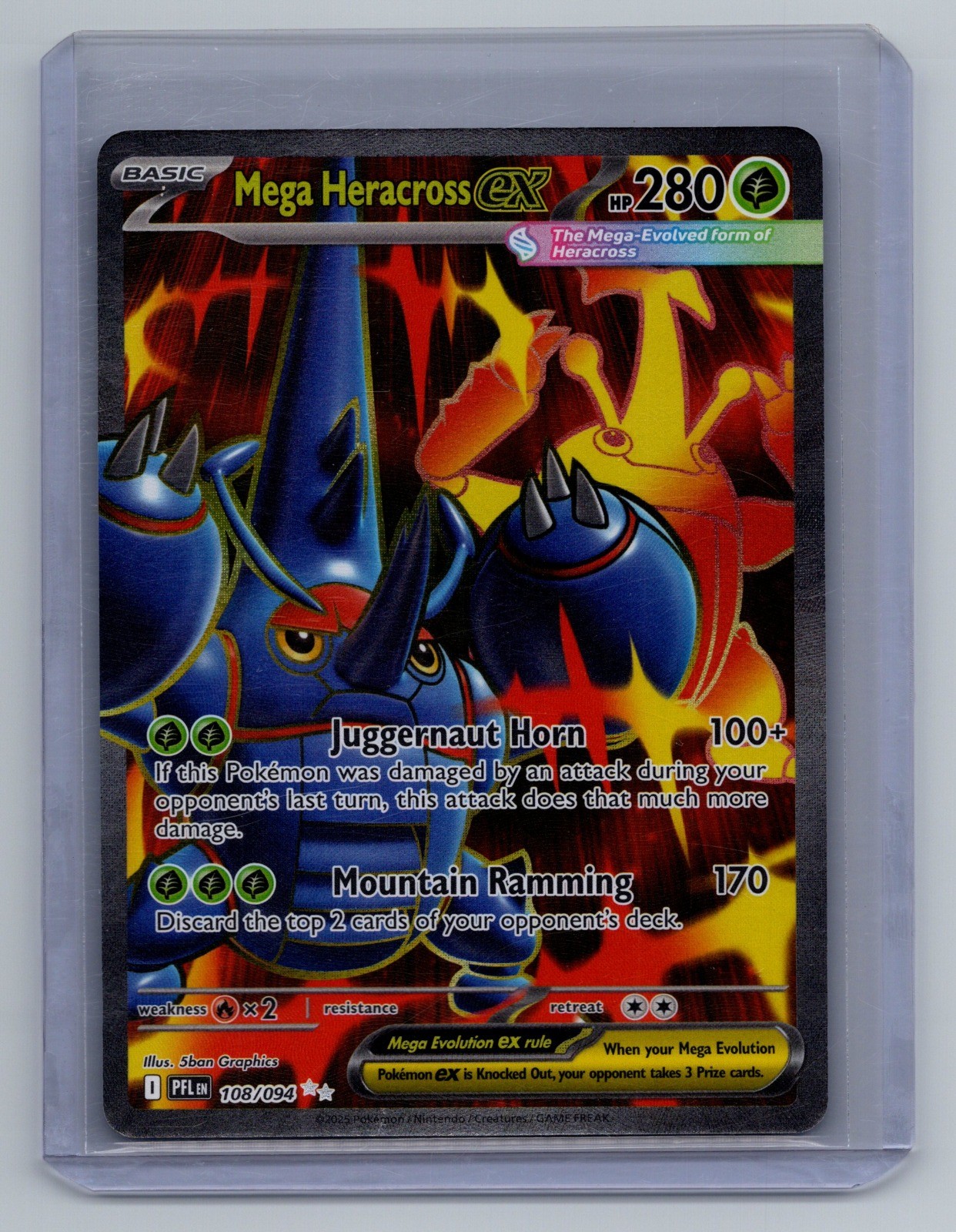 Mega Heracross ex Holo Ultra Rare ME02: Phantasmal Flames 108/094 NM