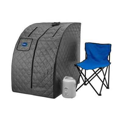 Portable Sauna Spa, 800W, 60Min Timer, Access, Foldable w/ Chair, Indoor