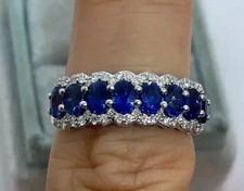 2Ct Oval LabCreated Blue Sapphire Women's Wedding Ring 14K White Gold Plated