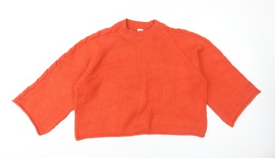 River Island orangefarbener Damenpullover mit Rundhalsausschnitt   Größe 10
