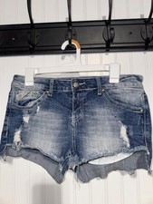 Vintage Y2K Soundgirl Distressed Lace Pocket Rhinestone Denim Shorts Juniors 11