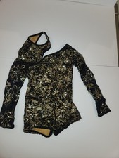 Sequin Stretch Lace Biketard Unitard Leotard Dance Cutout Shoulder Girls Size M