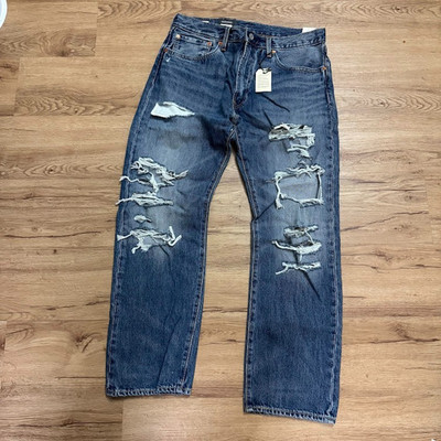 Levi s 551Z 1961 Big E Premium Denim Jeans 34x32 Distressed Straight Leg Y2K