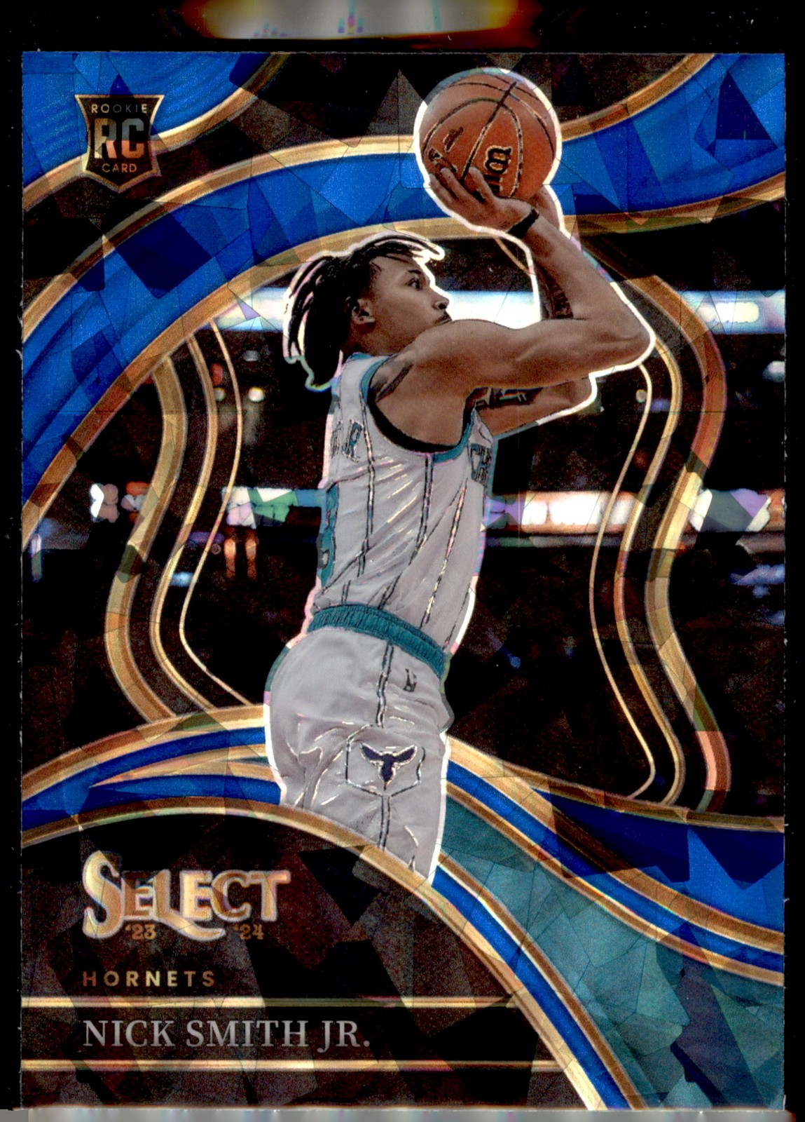 2023-24 Panini Select #293 Nick Smith Jr. Blue Cracked Ice Prizms Hornets