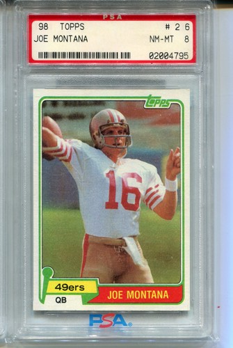 1981 Topps Joe Montana Rookie Card PSA 8 NM MINT Graded Football #216 RC