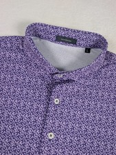 Turtleson Polo Shirt Mens Large Purple Geometric All Over Print Golf w/Logo