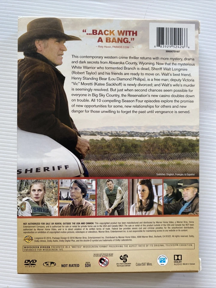 3 Disc DVD - LONGMIRE Complete Fourth Season 4 (2015) R1 - Robert Taylor - Image 2 of 2