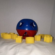 Tupperware Shape-O-Ball Shape Sorter Toy Red Blue 10 Yellow Pieces 12-18M