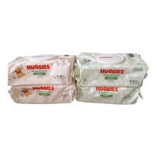 4 pack Huggies Natural Care Sensitive Fragrance Free Baby Wipes 64 Count Packs
