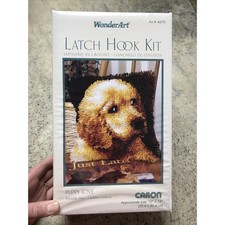 Wonder Art Latch Hook Kit Puppy Love Yellow Lab 12 x 12" Caron - New Sealed