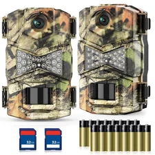 WOSODA 2 Pack Trail Camera with Night Vision Motion Activated Waterproof,30MP...