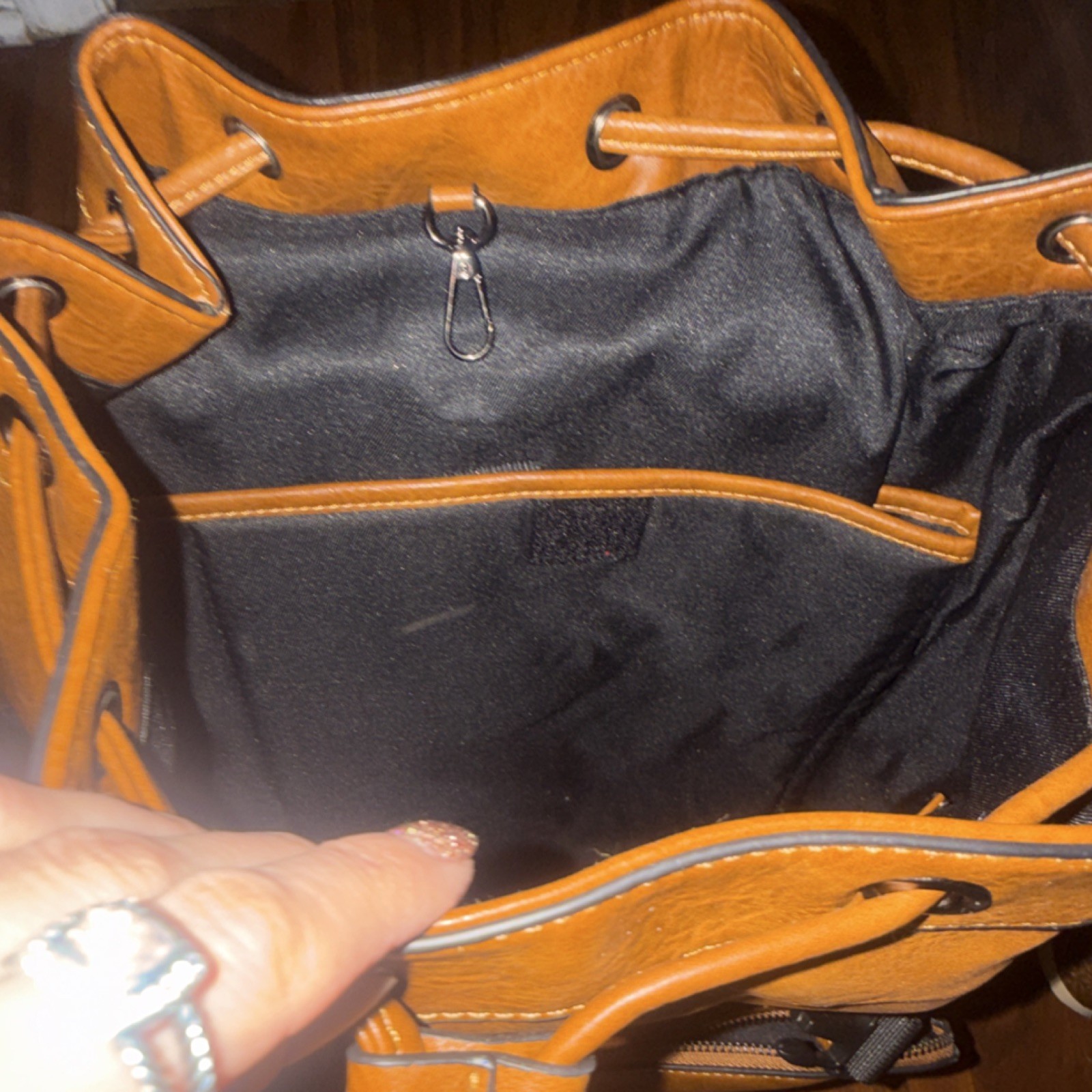 Brown Backpack with Adjustable Nylon Straps, Mult… - image 3