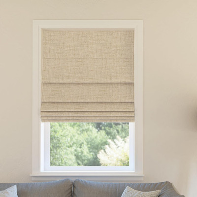 Sun Zero Seraphina Textured 100% Total Blackout Cordless Roman Shade, Taupe, 35''