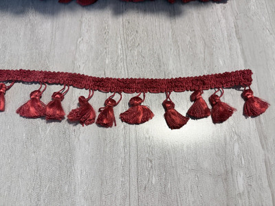 Conso Tassel Fringe Trim, 2-Inch Width, Sold by the Yard, Red, New