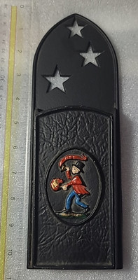 Vintage EMIC Black Cast Iron Match Holder  with Cut Out Stars 1344B wall mount
