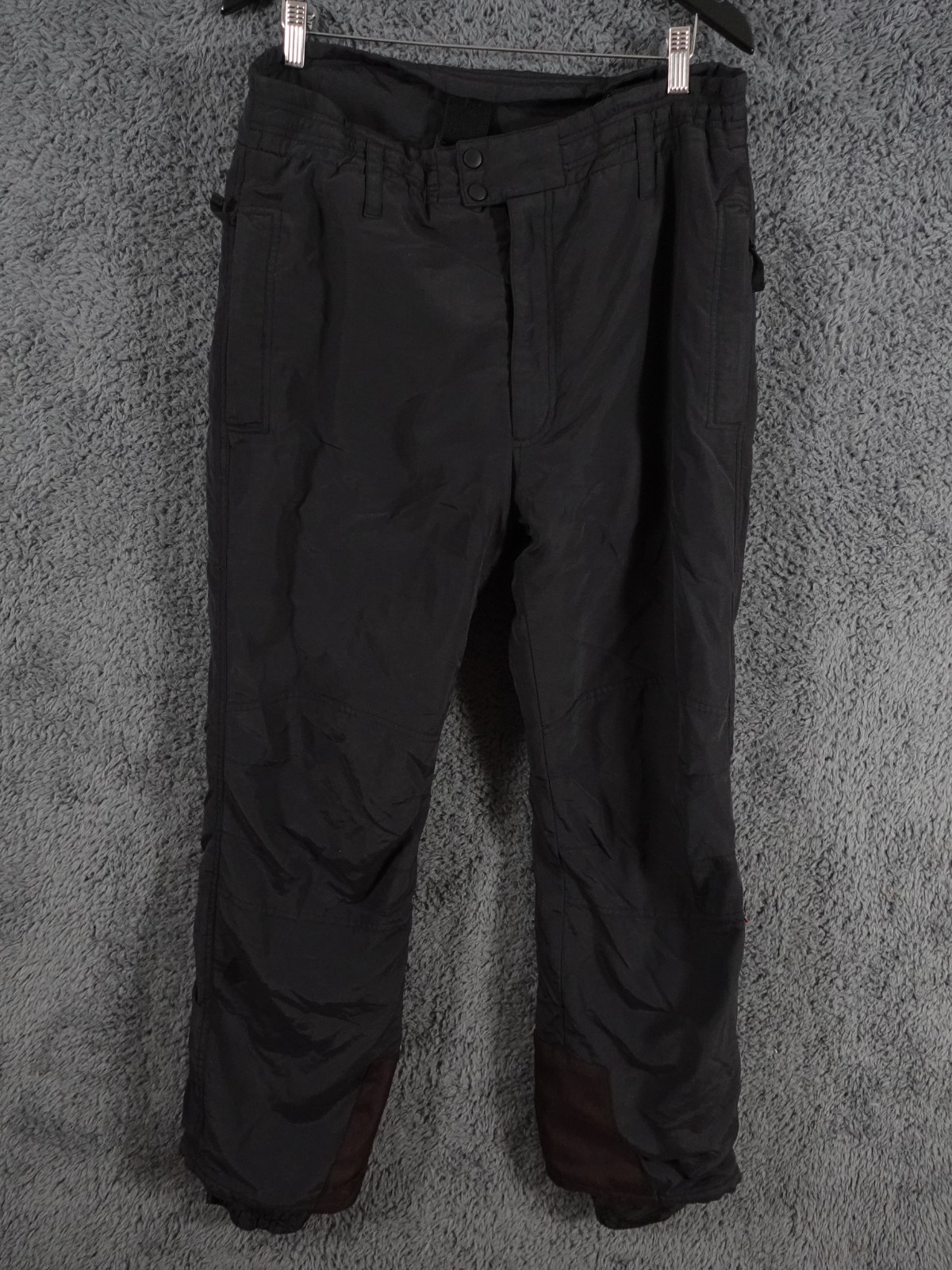 Men's Small Black Alpine Ski Pants with Pockets - Nylon Snow Trousers
