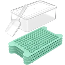 Mini Ice Cube Tray for Freezer: Small Ice Trays for Freezer with Bin - 117×4P...