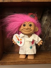 Russ Berrie Artist Painter Troll Doll - 18326 Vintage 1990's