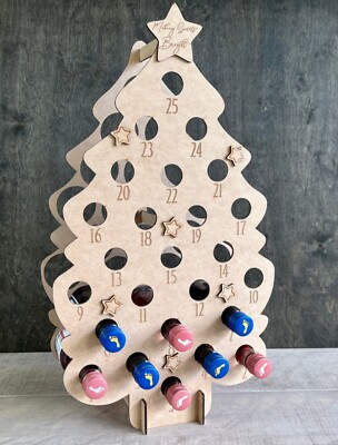 New! Advent Mini Wine Bottle Tree/ Calendar- Wooden