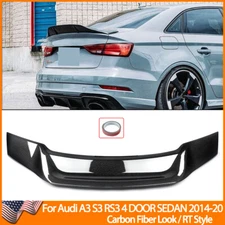 For 2014-20 Audi A3 S3 RS3 8V Sedan Duckbill Trunk Spoiler RT Style Carbon Look