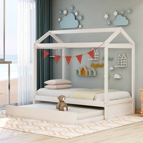 2025/House Bed Trundle White Bed Frames - Picture 12 of 16