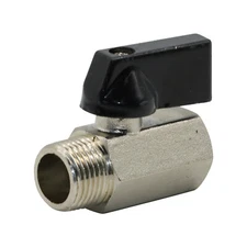 3/8 NPT Brass Mini Ball Valve, 1 Pack NPT Female to Male Shut-Off Valve, Black
