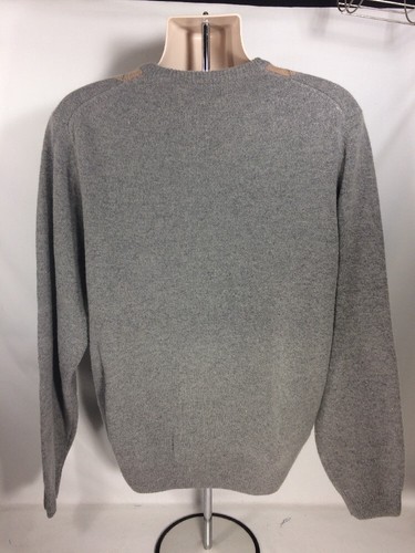 Jos. A. Bank V-Neck Sweater Size M Lambswool Nylon Gray Khaki Argyle 31608 82 - Picture 4 of 8