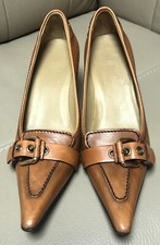 THE ORIGINAL CAR SHOES WOMEN'S KITTEN HEEL TAN LEATHER SHOES SIZE EU 36.5 UK 3.5