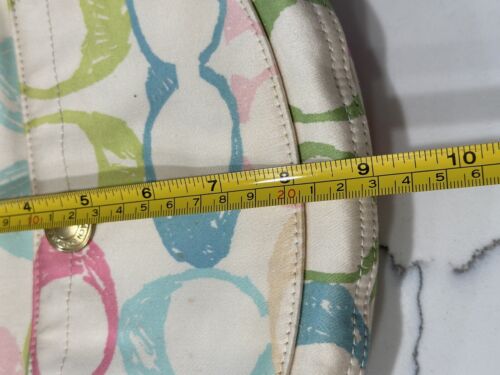 COACH Multi Sateen LogoC Leather Trim Zip Handbag PreOwned - Picture 3 of 9