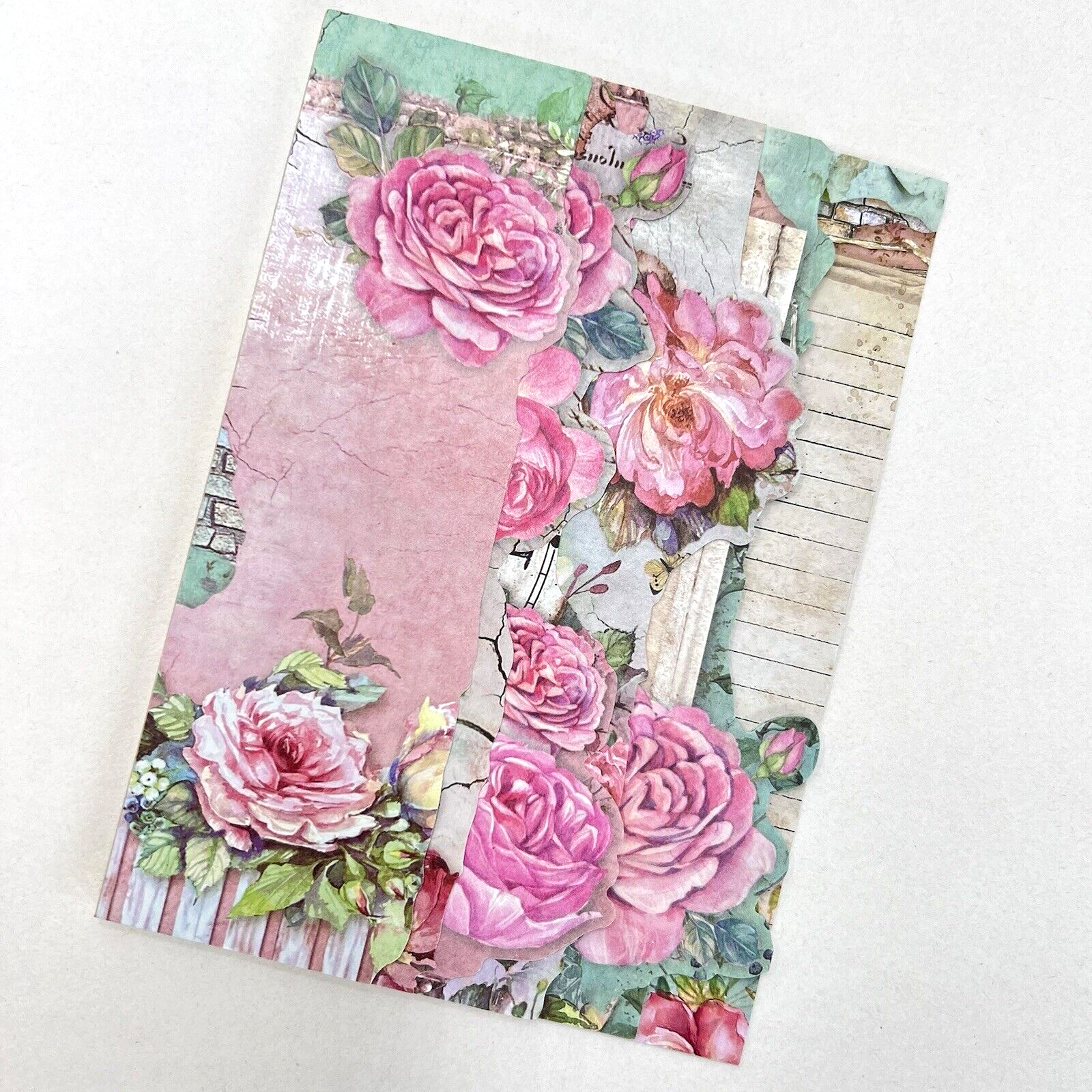 Pink Rose Paper Sheets Die Cut Edge Junk Journal Collage Scrapbooking
