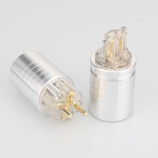 Pair Power Plug Aluminium shell EU Schuko IEC HIFI Male Female 24k Gold Plated