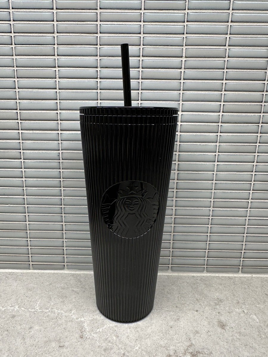 Starbucks 2024 Black Pleated Metallic Core Tumbler 24oz Venti Cold