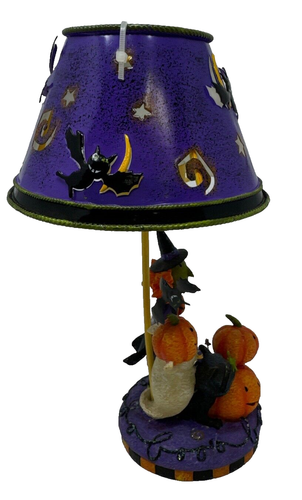 Tea Light Holder Witch Black Cat Ghost Jack-O-Lantern Removable Shade Halloween - Picture 4 of 8