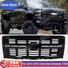 For 2014 2015 Chevrolet Silverado 1500 Front Upper Grille Full Gloss Black New