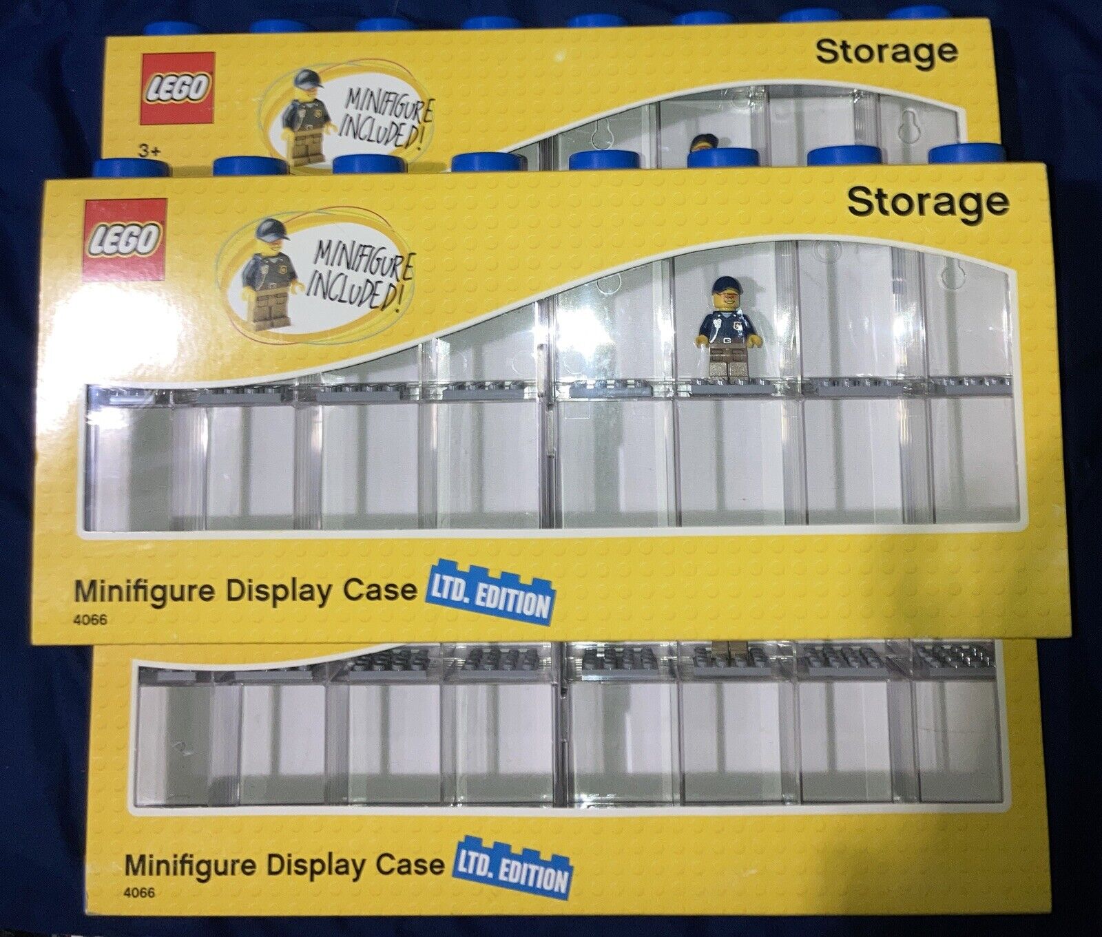 LEGO Minifigure 16 Display Case Blue 4066 Each Minifig Included Lot Of 3 Storage