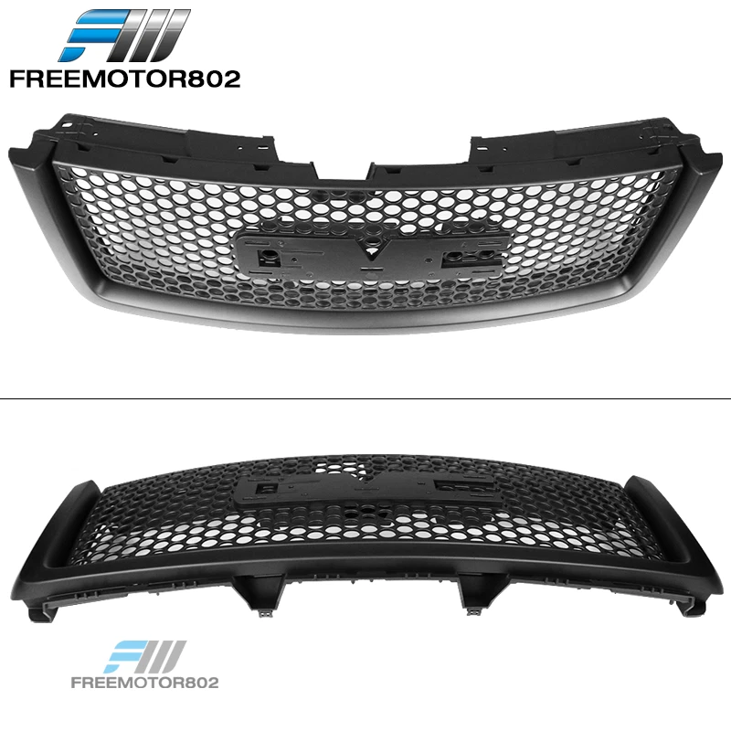 Fits 07-13 GMC Sierra 1500 Front Hood Molding + Upper Grille Matte Black - Image 4 of 4