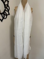Ethnic Pakistani Indian White Duppata Scarf Chiffon Wrap Stoll